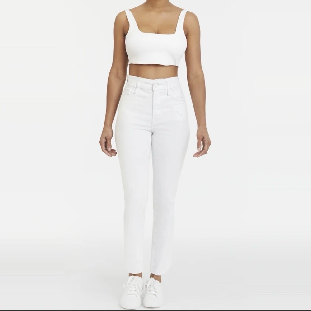 Good American Women's Mini boot Leg White Jeans